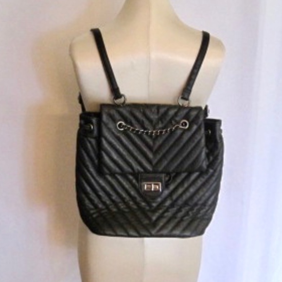 Faux Leather Quilted Backpack - Picture 2 of 9